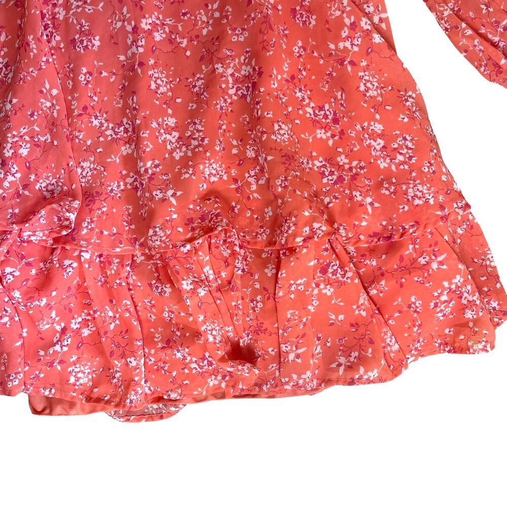 Coquette Pink Floral Tie Back Mini Dress Bow Cottagecore Romantic Summer XL - Picture 7 of 12
